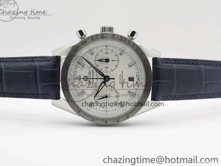 0808 Unique Speedmaster ’57 Co-Axial OMF 1:1 Best Edition White Dial Blue Markers A9300 (Free Leather Strap) 8132